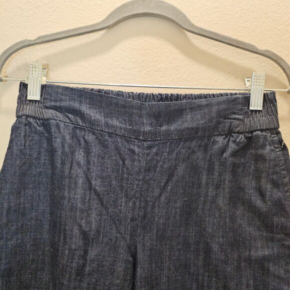 Crosby Dark Chambray Denim Wide Leg Cropped Pants Size 4 - Picture 4 of 7